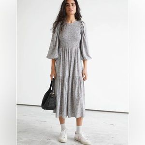 & other stories voluminous smocked maxi dress floral